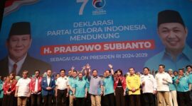 Ketua Umum Partai Gerindra Prabowo Subianto di acara di acara deklarasi Partai Gelora di Djakarta Teater, Jakarta. (Instagram.com/@prabowo)