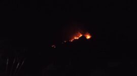 Kebakaran lahan terjadi di area lereng Gunung Jayanti. (Dok. BPBD Kabupaten Sukabumi) 
