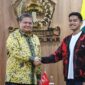 Ketua Umum Partai Solidaritas Indonesia (PSI) Kaesang Pangarep melakukan kunjungan ke DPP Partai Golkar, Slipi, Jakarta Barat. (Facbook.com/@Airlangga Hartarto )