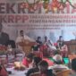 H.Budi Hermawan Ketua TKRPP  Ganjar Pranowo - Mahfud MD Kabupaten Purwakarta dalam acara rakor bersama organ relawan dan jaringan RBH di istana Presiden  RBH,Selasa 05/12/2023 (foto : Herman/Jabarraya)